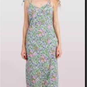 Liberty & Justice Tie-Strap Maxi Dress in Pink & Green